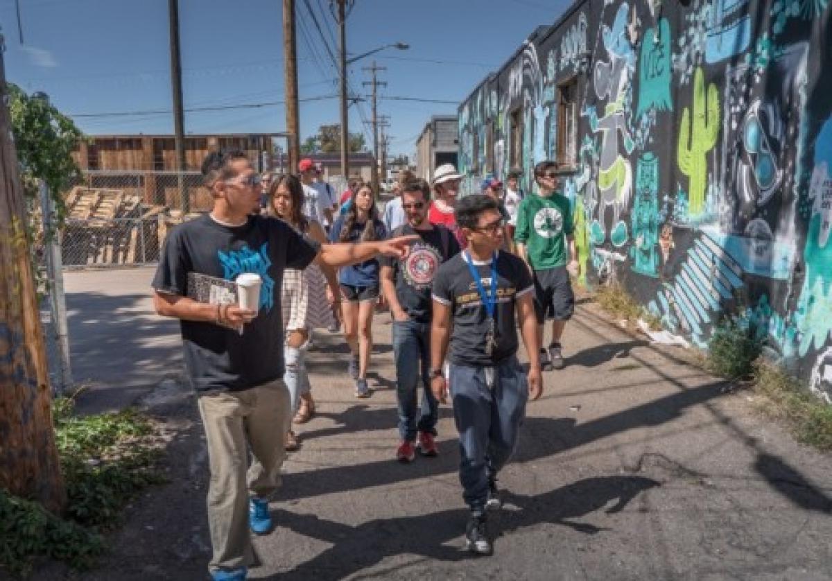 Students touring the streets of Denver